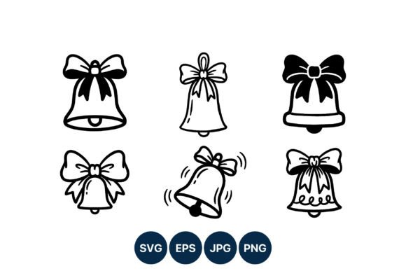 Christmas Bells Vector Line Art Illustrations