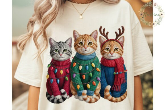 Christmas Cats Embroidery PNG Clipart for Illustrations