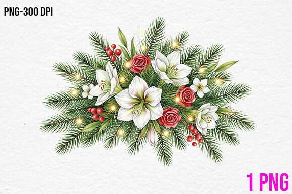 Christmas Floral Pine Bouquet PNG