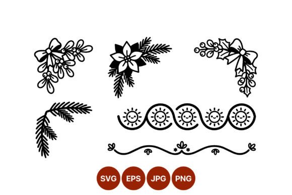 Christmas Floral Vector Decorations for Illustrations