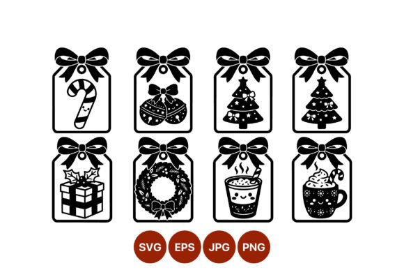 Christmas Gift Tags Black White Vector Illustrations Review
