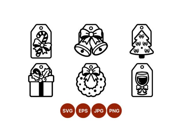 Christmas Gift Tags Vector Icons for Illustrations