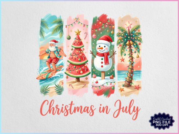 Christmas in July Brushstroke PNG Review for Illustrations