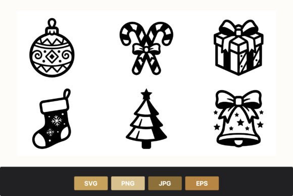 Christmas Ornament Icons Black White: A Review for Modern Illustrations