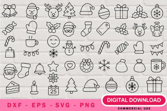 Christmas Outlines SVG Bundle for Illustrations
