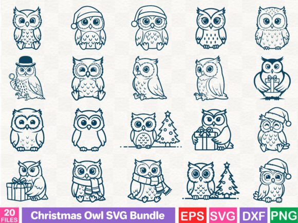 Christmas Owl SVG Bundle: Illustrations for Seasonal Branding