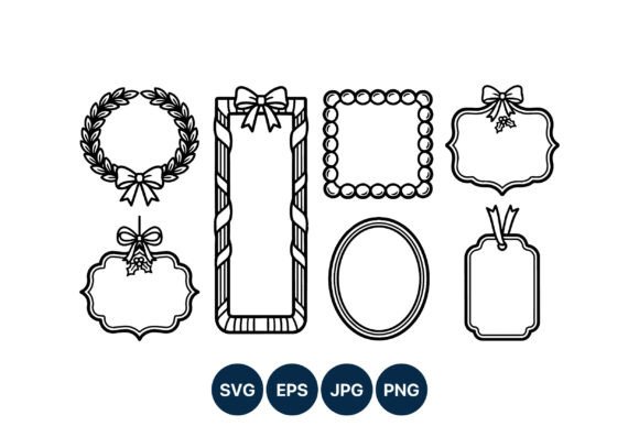 Christmas Wreath and Gift Tag Frames Illustrations