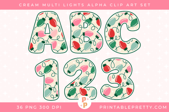 Cream Christmas Lights Alphabet PNG Illustrations Review