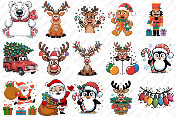 Cute Christmas Characters Bundle Designs for Illustrations