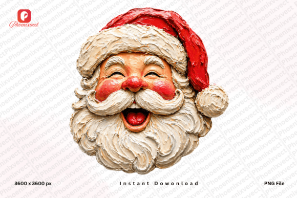 Hand Painted Christmas Sunny Santa PNG Review