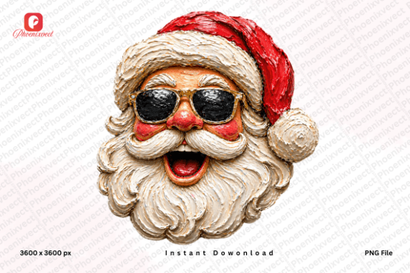 Hand Painted Funny Christmas Santa PNG