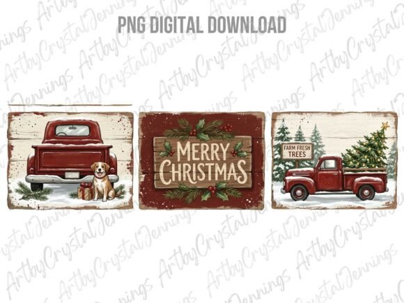 Holiday Merry Christmas Tree Truck PNG Review for Illustrations
