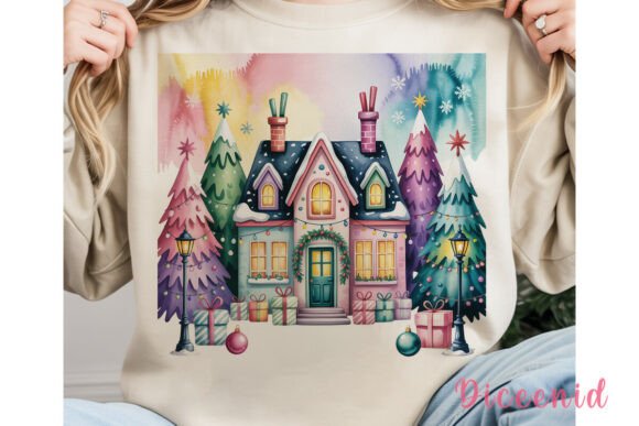 Whimsical Christmas Village PNG Clipart for Illustrations